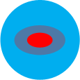 dot red on blue background