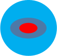 dot-red-blue dot red on blue background
