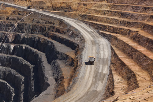 truck in an open pit mine